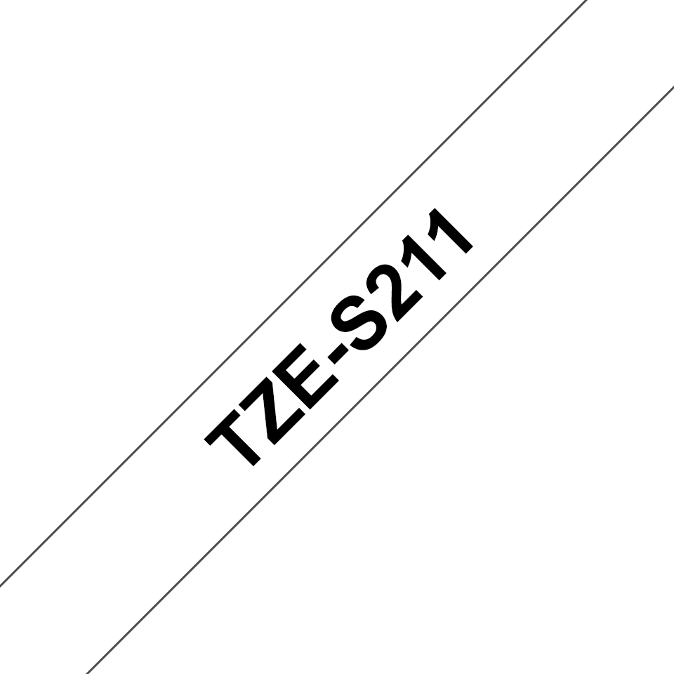 Genuine Brother TZe-S211 Labelling Tape Cassette – Black on White Strong Adhesive, 6mm wide